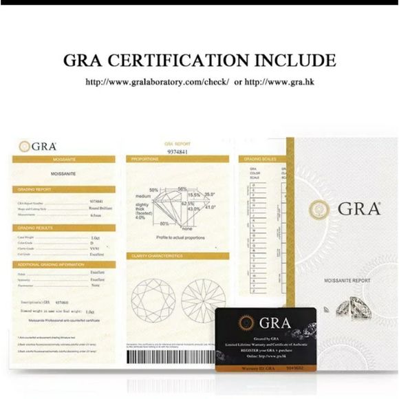 White Gold Plated Sterling Silver 100% Genuine Moissanite Diamond Ring - Picture 8 of 12